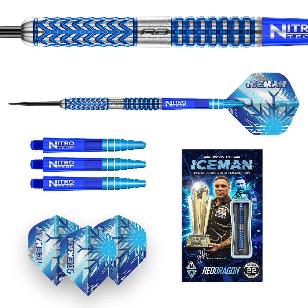 Red Dragon Gerwyn Price Glacier 90% Tungsten Steel Tip Darts