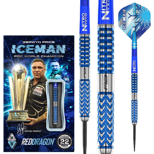 Red Dragon Gerwyn Price Glacier 90% Tungsten Steel Tip Darts-1-22 GRAM-Premier Darts
