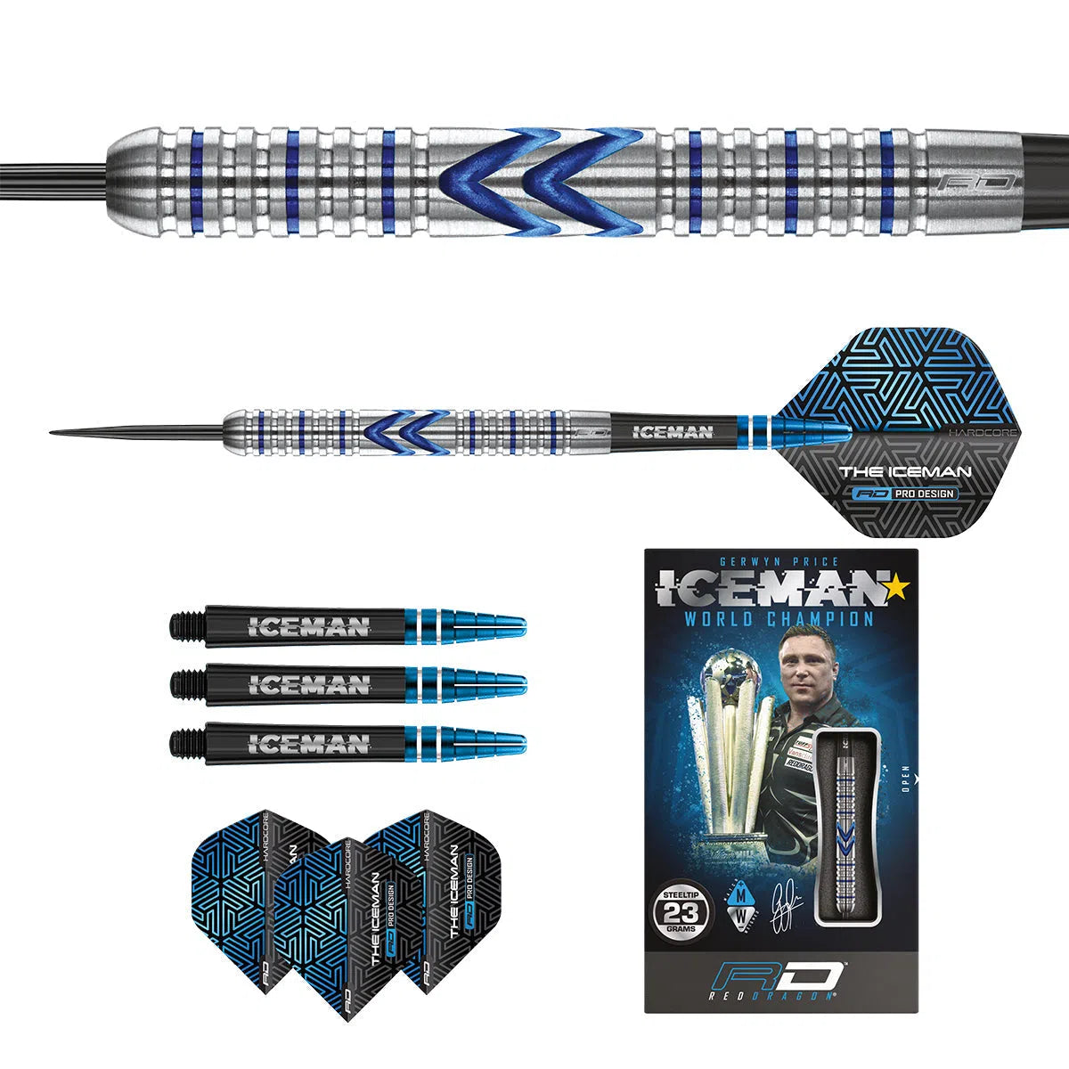 Red Dragon Gerwyn Price Iceman Midnight Edition 90% Tungsten Steel Tip Darts