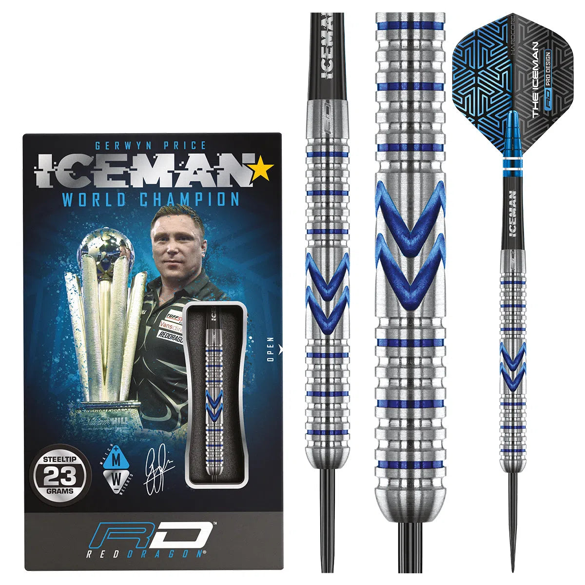 Red Dragon Gerwyn Price Iceman Midnight Edition 90% Tungsten Steel Tip Darts