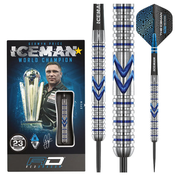 Red Dragon Gerwyn Price Iceman Midnight Edition 90% Tungsten Steel Tip Darts-1-23 GRAM-Premier Darts