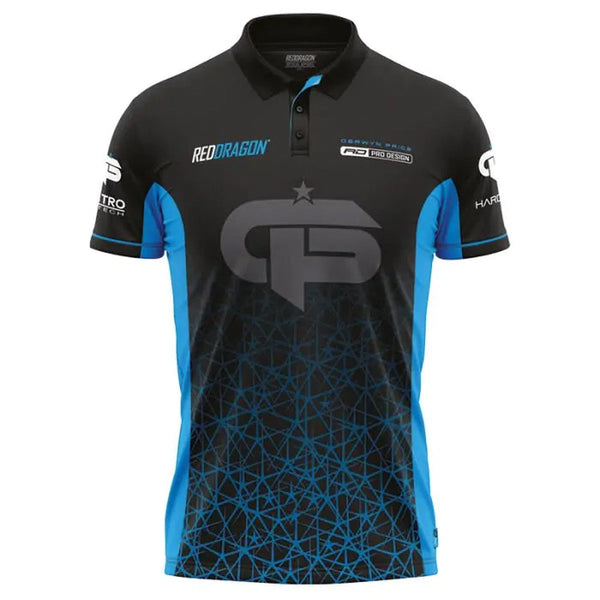 Red Dragon Gerwyn Price Signature Blue Polo-1-Small-Premier Darts