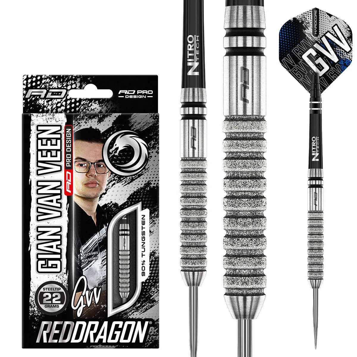 Red Dragon Gian van Veen Tour Edition 90% Tungsten Steel Tip Darts