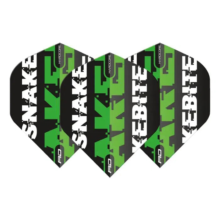 Red Dragon Hardcore Snakebite Black and Green Flights