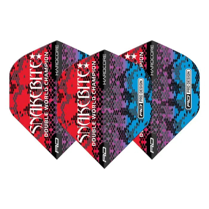 Red Dragon Hardcore Snakebite Multi Snakeskin Red Flights