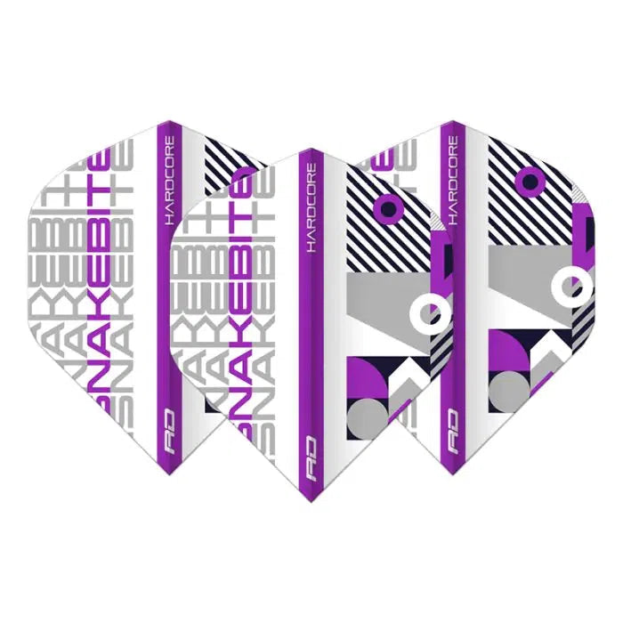 Red Dragon Hardcore Snakebite Stack White and Purple Flights