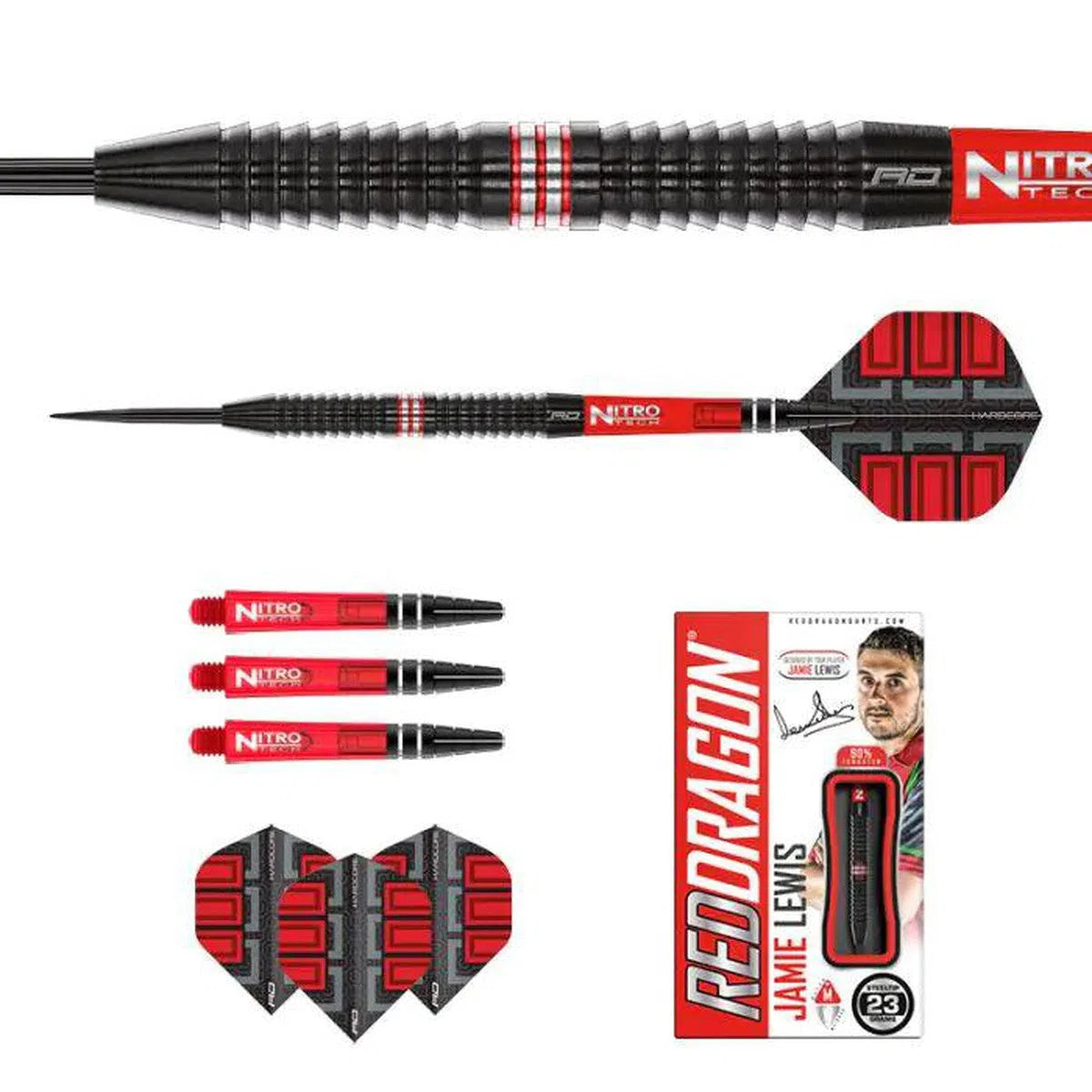 Red Dragon Jamie Lewis SE 90% Tungsten Steel Tip Darts