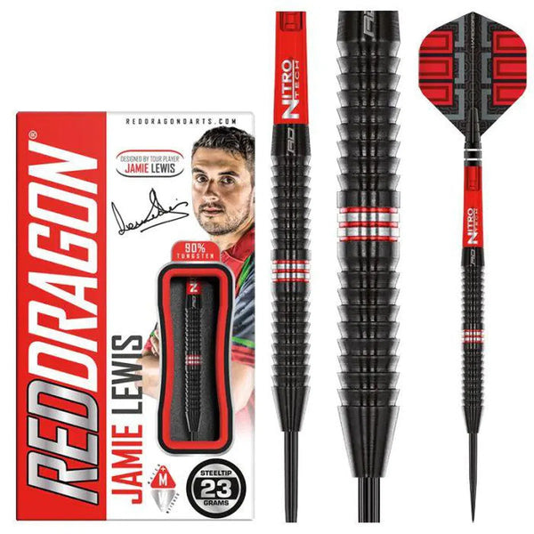 Red Dragon Jamie Lewis SE 90% Tungsten Steel Tip Darts-1-23 GRAM-Premier Darts