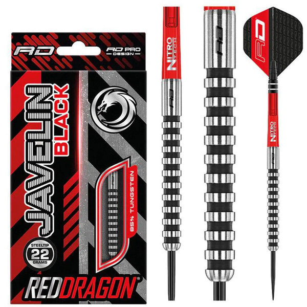 Red Dragon Javelin Black 85% Tungsten Steel Tip Darts-1-20 GRAM-Premier Darts