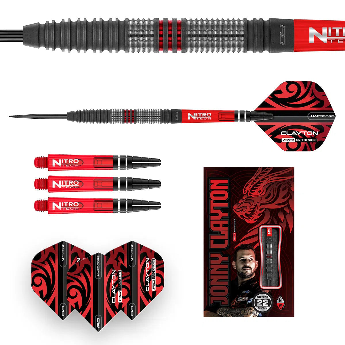 Red Dragon Jonny Clayton Hiraeth 90% Tungsten Steel Tip Darts