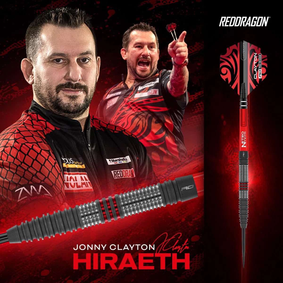 Red Dragon Jonny Clayton Hiraeth 90% Tungsten Steel Tip Darts