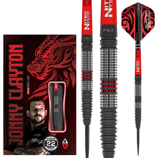 Red Dragon Jonny Clayton Hiraeth 90% Tungsten Steel Tip Darts-1-22 GRAM-Premier Darts