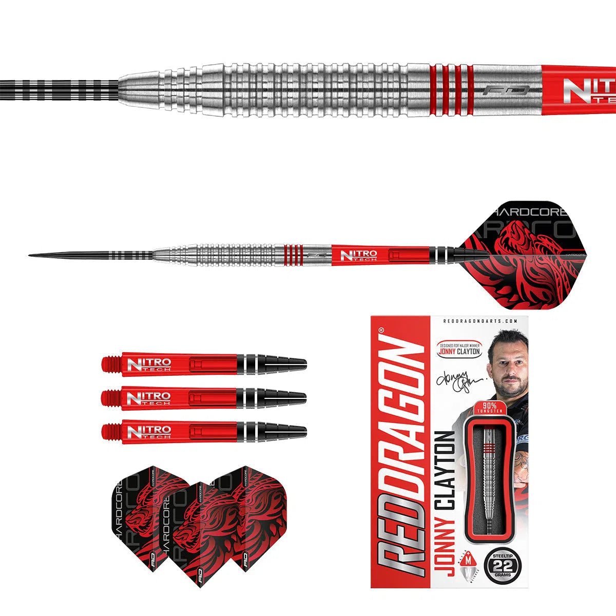 Red Dragon Jonny Clayton Original 2.0 90% Tungsten Steel Tip Darts