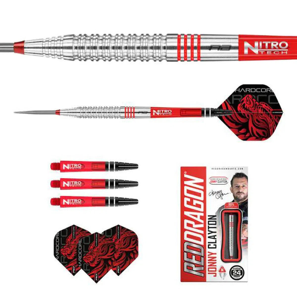 Red Dragon Jonny Clayton Original 90% Tungsten Steel Tip Darts