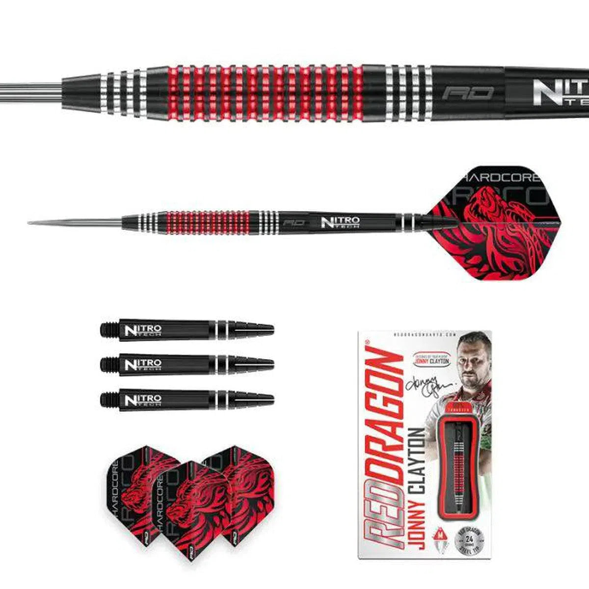 Red Dragon Jonny Clayton SE 90% Tungsten Steel Tip Darts