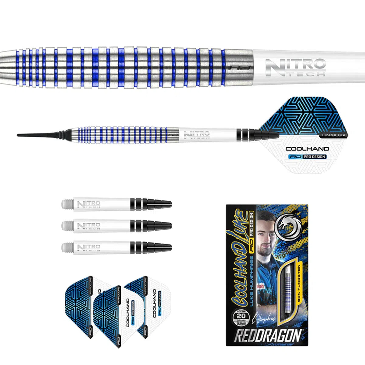 Red Dragon Luke Humphries TX3 Cool Blue SE 90% Tungsten Soft Tip Darts