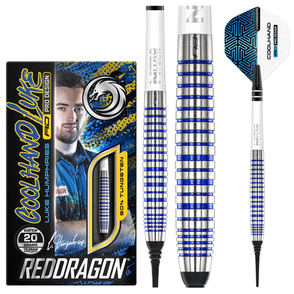 Red Dragon Luke Humphries TX3 Cool Blue SE 90% Tungsten Soft Tip Darts-1-20 GRAM-Premier Darts
