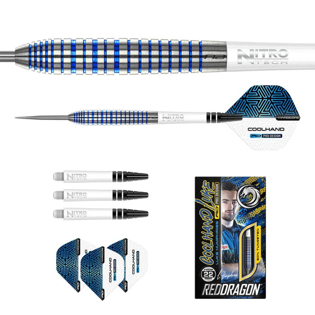 Red Dragon Luke Humphries TX3 Cool Blue SE 90% Tungsten Steel Tip Darts