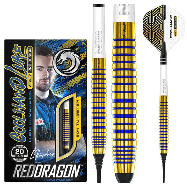 Red Dragon Luke Humphries TX3 Gold SE 90% Tungsten Soft Tip Darts-1-18 GRAM-Premier Darts