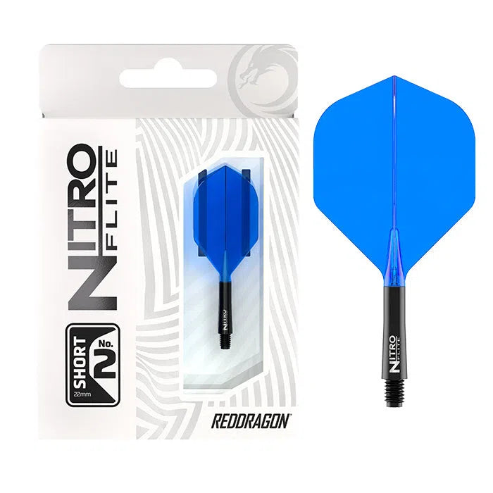 Red Dragon Nitro Flite - Integrated Flight and Shaft-17-Black Blue-Short-Premier Darts