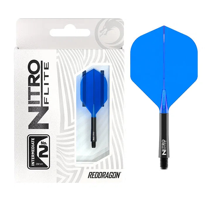 Red Dragon Nitro Flite - Integrated Flight and Shaft-16-Black Blue-Intermediate-Premier Darts
