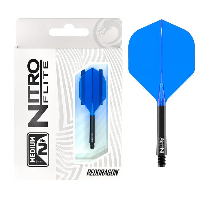 Red Dragon Nitro Flite - Integrated Flight and Shaft-18-Black Blue-Medium-Premier Darts