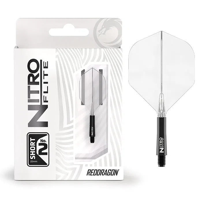 Red Dragon Nitro Flite - Integrated Flight and Shaft-25-Black Clear-Short-Premier Darts