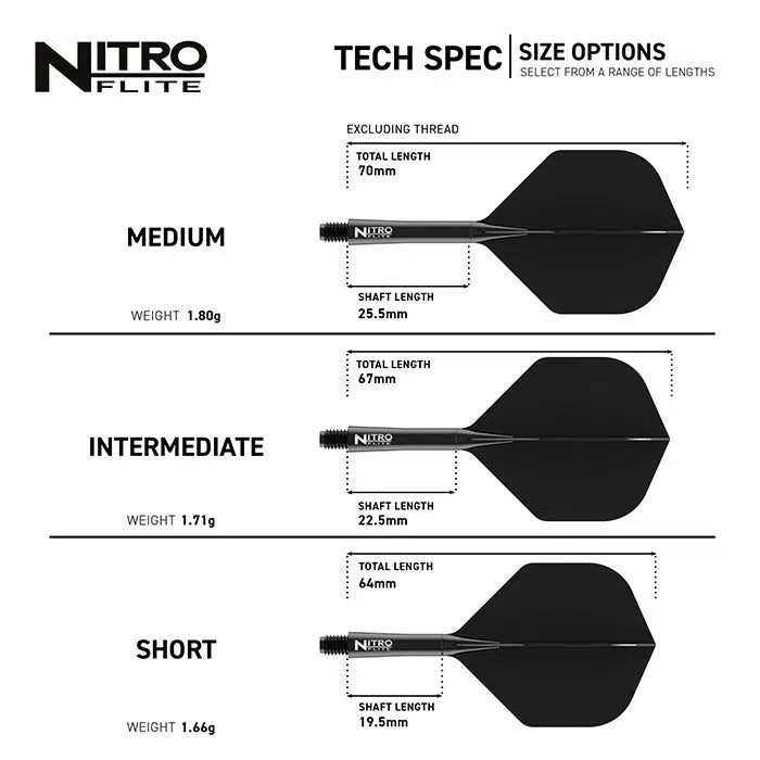 Red Dragon Nitro Flite - Integrated Flight and Shaft-5-Black-Short-Premier Darts
