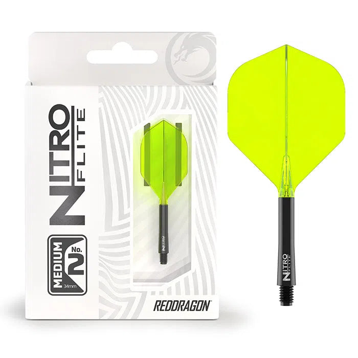 Red Dragon Nitro Flite - Integrated Flight and Shaft-40-Black Yellow-Medium-Premier Darts