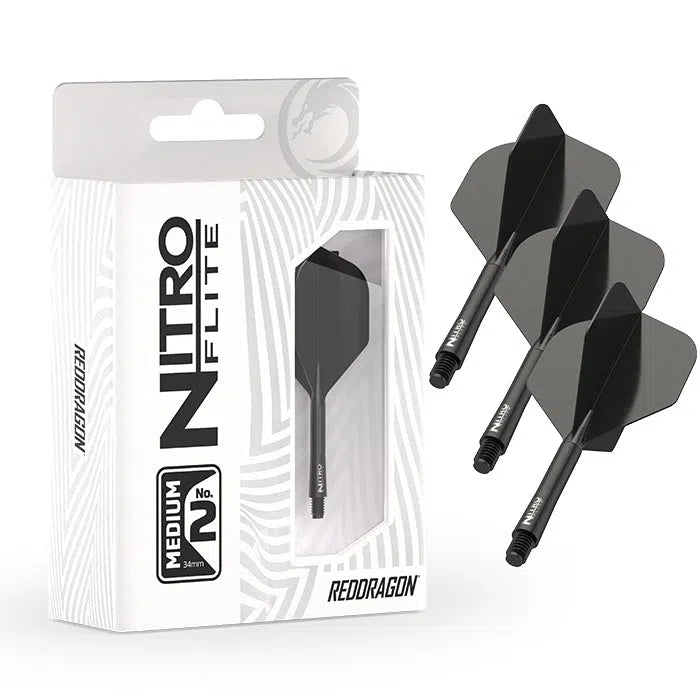 Red Dragon Nitro Flite - Integrated Flight and Shaft-3-Black-Short-Premier Darts
