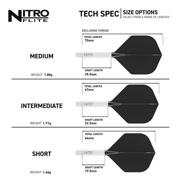 Red Dragon Nitro Flite - Integrated Flight and Shaft-52-Black-Short-Premier Darts
