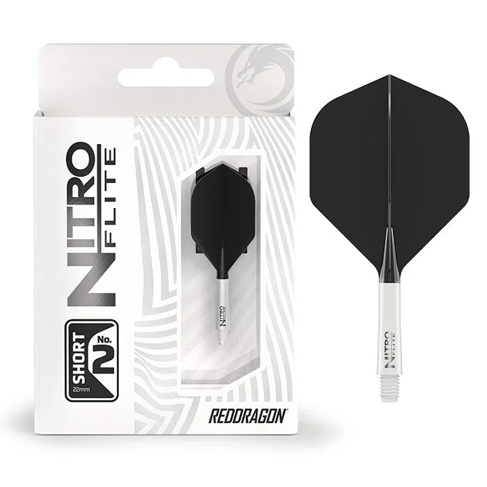 Red Dragon Nitro Flite - Integrated Flight and Shaft-54-White Black-Short-Premier Darts
