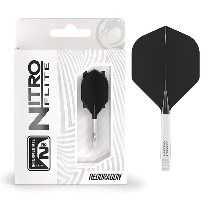 Red Dragon Nitro Flite - Integrated Flight and Shaft-55-White Black-Intermediate-Premier Darts