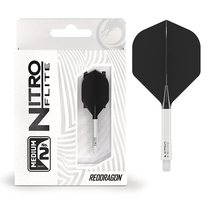Red Dragon Nitro Flite - Integrated Flight and Shaft-56-White Black-Medium-Premier Darts