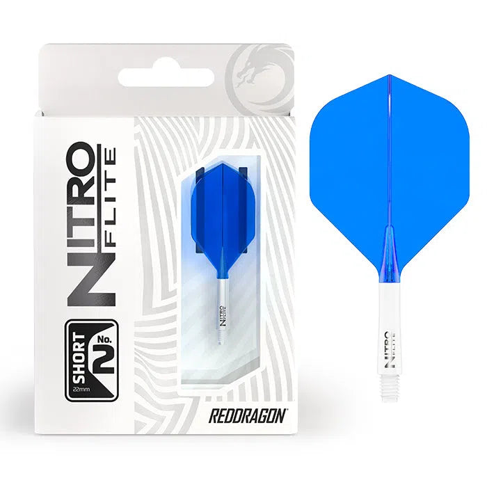 Red Dragon Nitro Flite - Integrated Flight and Shaft-81-White Blue-Short-Premier Darts