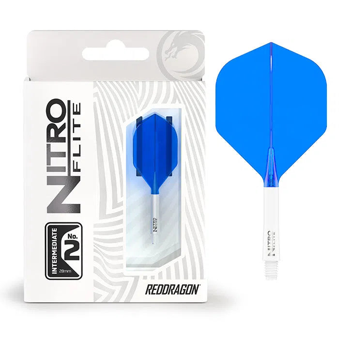 Red Dragon Nitro Flite - Integrated Flight and Shaft-82-White Blue-Intermediate-Premier Darts