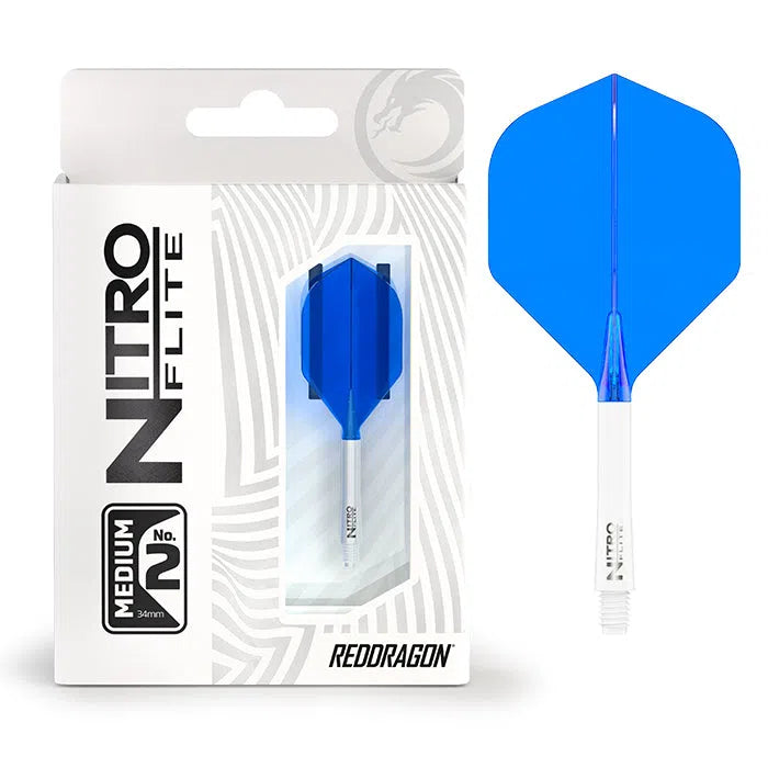 Red Dragon Nitro Flite - Integrated Flight and Shaft-83-White Blue-Medium-Premier Darts