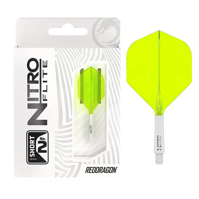 Red Dragon Nitro Flite - Integrated Flight and Shaft-102-White Yellow-Short-Premier Darts
