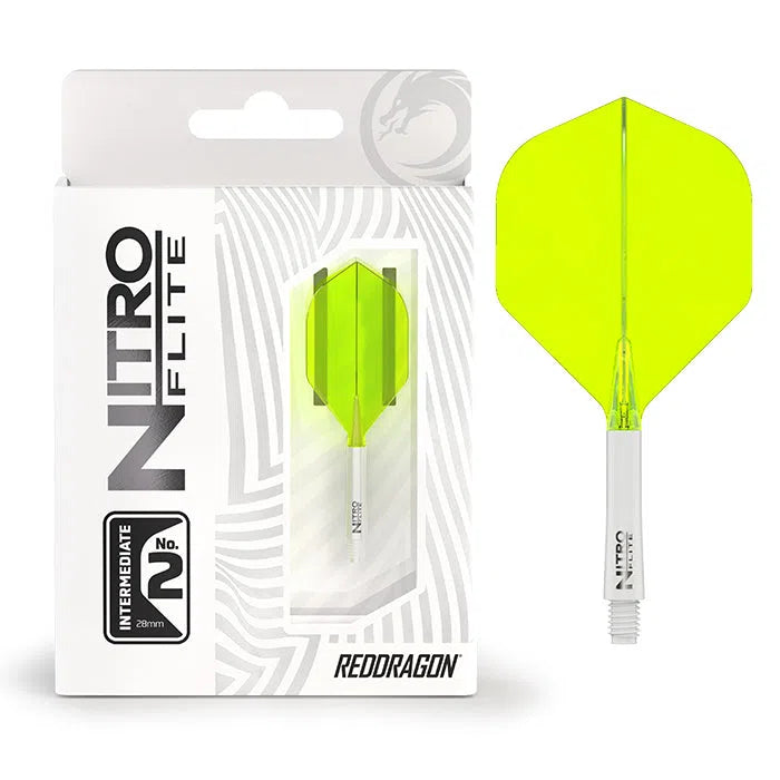 Red Dragon Nitro Flite - Integrated Flight and Shaft-103-White Yellow-Intermediate-Premier Darts