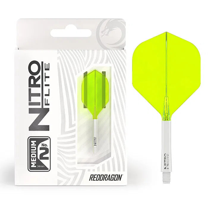 Red Dragon Nitro Flite - Integrated Flight and Shaft-104-White Yellow-Medium-Premier Darts