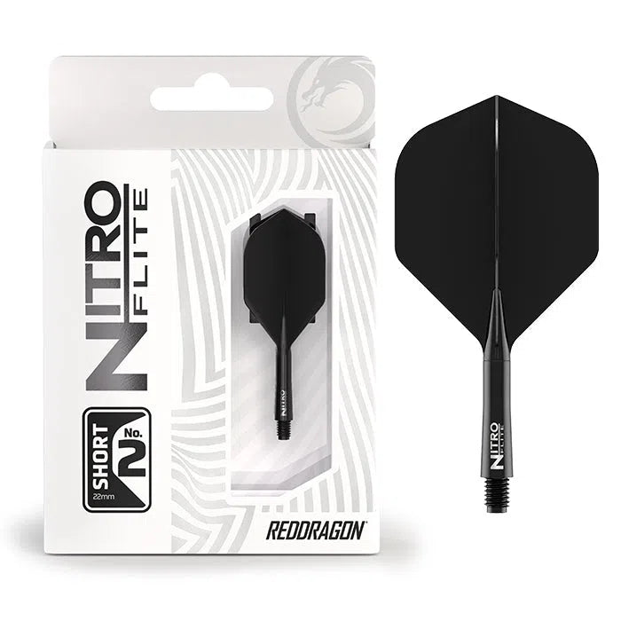 Red Dragon Nitro Flite - Integrated Flight and Shaft-8-Black-Short-Premier Darts