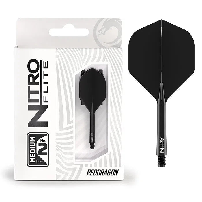 Red Dragon Nitro Flite - Integrated Flight and Shaft-9-Black-Medium-Premier Darts