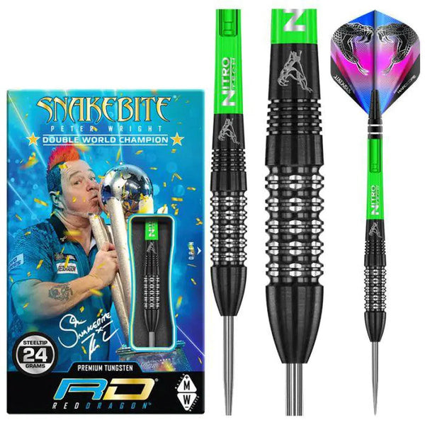 Red Dragon Peter Wright Black Strike 90% Tungsten Steel Tip Darts-1-24 GRAM-Premier Darts