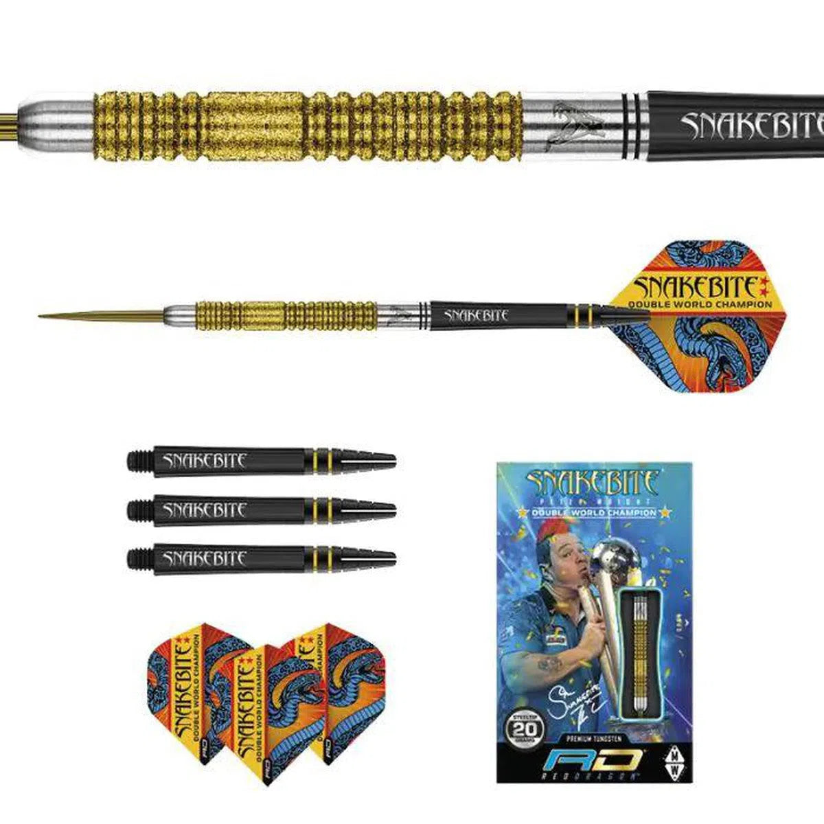 Red Dragon Peter Wright Double World Champion SE Gold Plus 85% Tungsten Steel Tip Darts