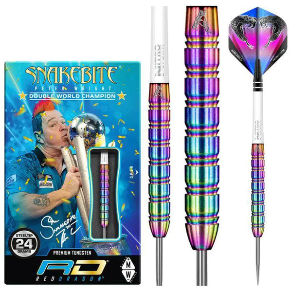 Red Dragon Peter Wright Snakebite 1 85% Tungsten Steel Tip Darts-1-22 GRAM-Premier Darts