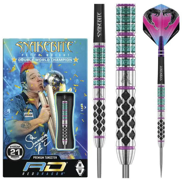 Red Dragon Peter Wright Supa Venom 90% Tungsten Steel Tip Darts-1-21 GRAM-Premier Darts