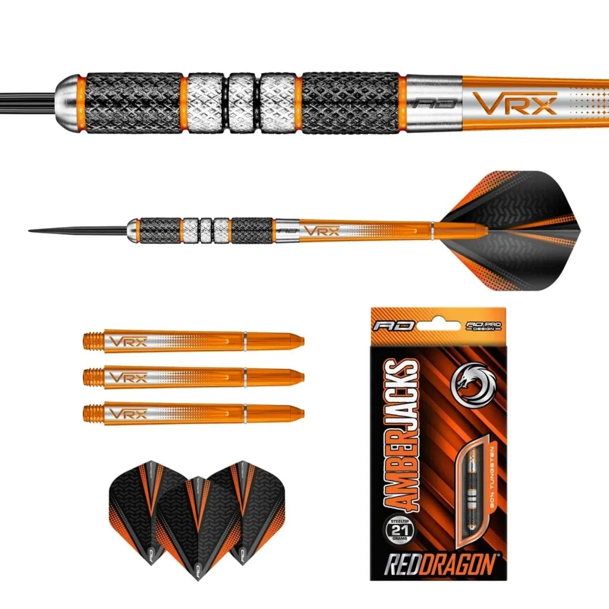 Red Dragon Amberjack 2 90% Tungsten Steel Tip Darts-3-21 GRAM-Premier Darts