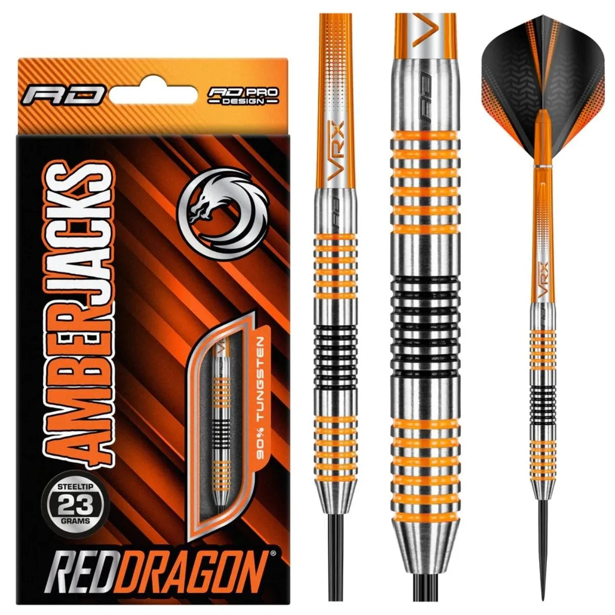 Red Dragon Amberjack 4 90% Tungsten Steel Tip Darts-1-23 GRAM-Premier Darts
