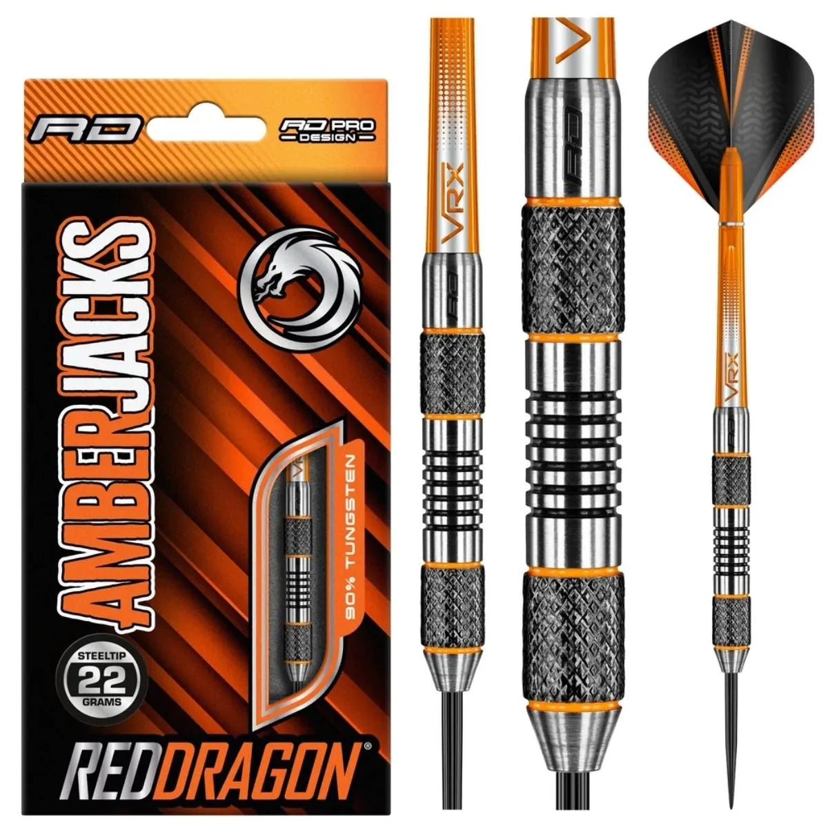 Red Dragon Amberjack 5 90% Tungsten Steel Tip Darts-1-22 GRAM-Premier Darts