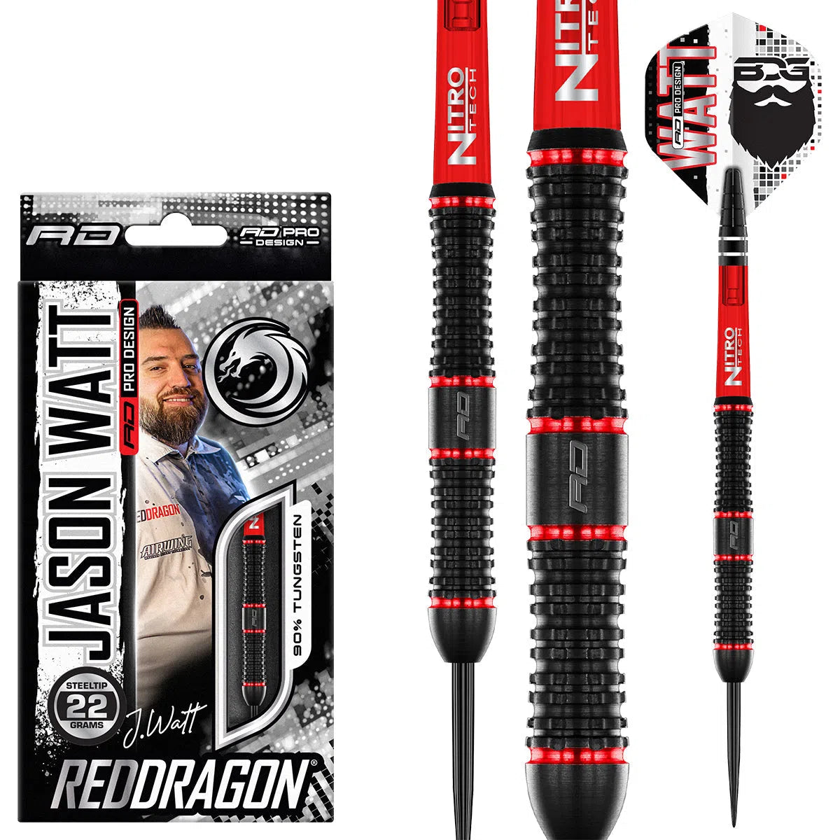 Red Dragon Jason Watt 90% Tungsten Steel Tip Darts